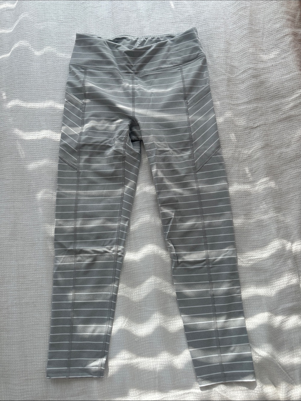 Light Gray Striped Performance Leggings